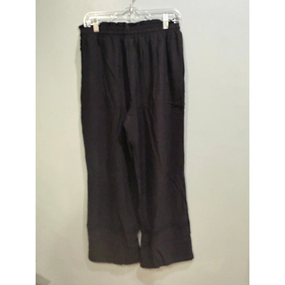 Precautions Black Wide Leg Paperbag Waist Pants Crochet Lace Detail NWT L